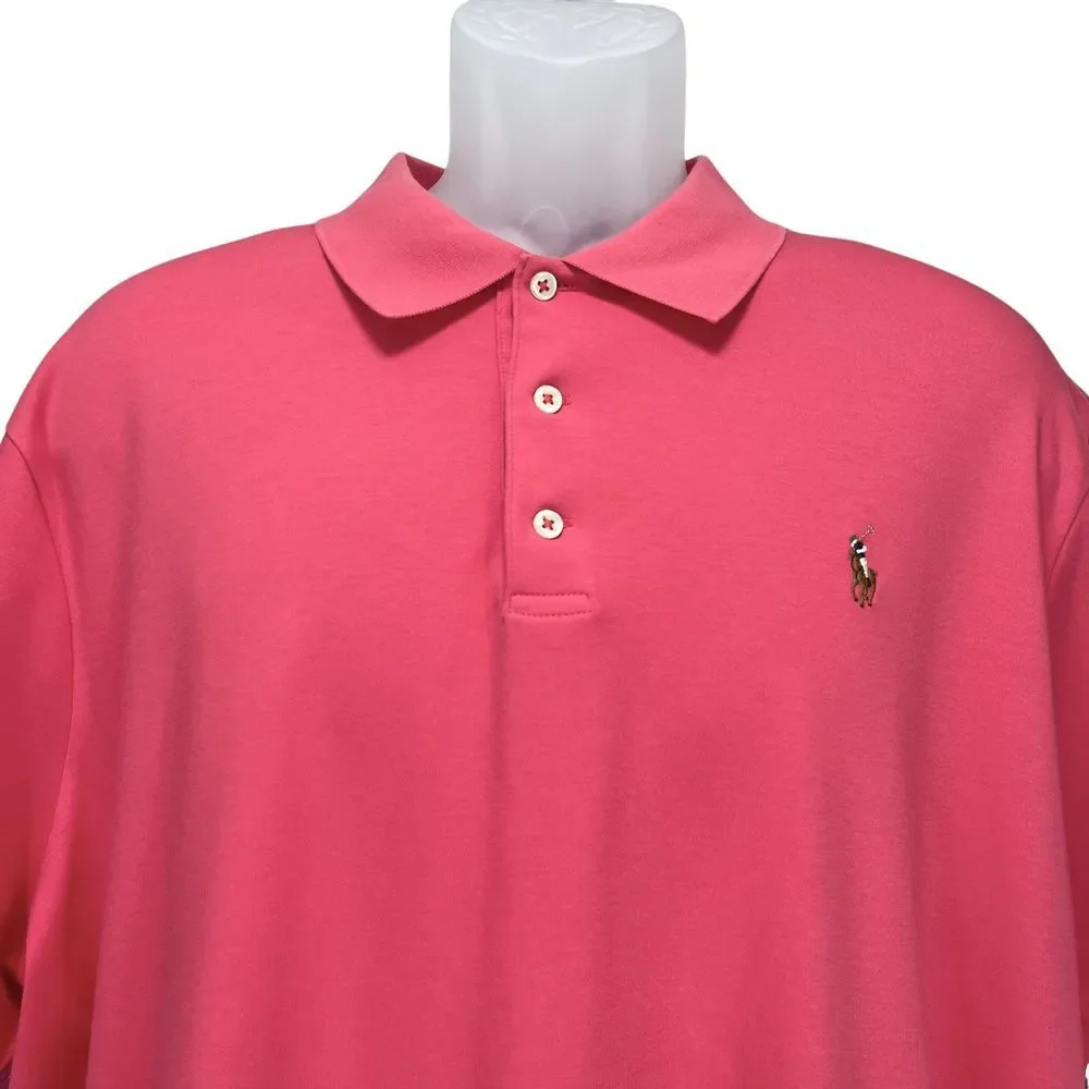 Polo Ralph Lauren Men’s XXL Classic Fit Polo Shirt Pink Cotton Short Sleeve Logo